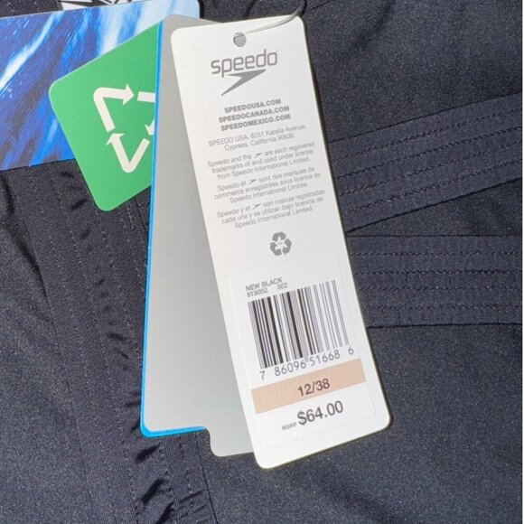 Speedo Powerflex Eco Black Swimsuit‎ Size 12/38 Swim Athletic Sports Pool Beach - Picture 7 of 10